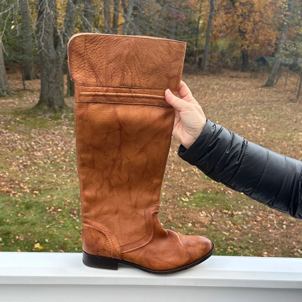 Vintage Frye Melissa Riding Boots Brown Leather Knee-High 76422 - Picture 6 of 16